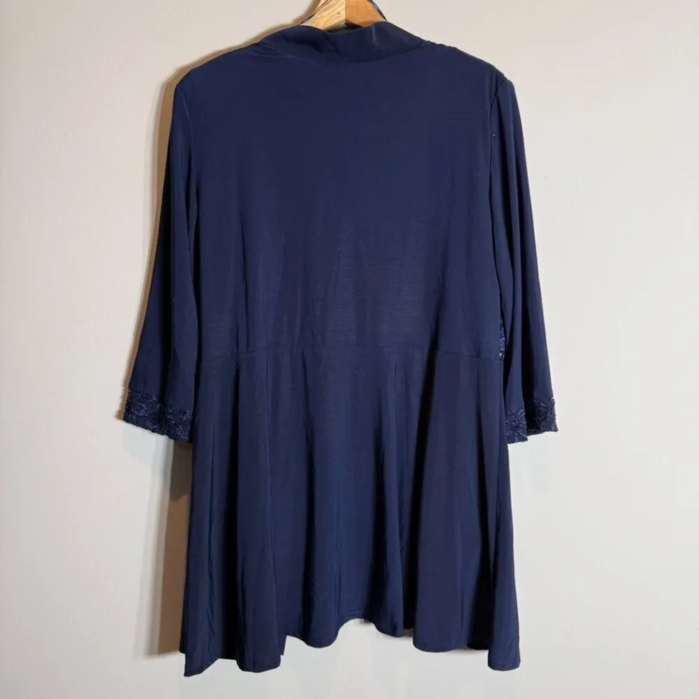 R&M Richards Lace & Sequin Jacket Tank Set Women's 10 Blue Formal Dressy Sparkly
